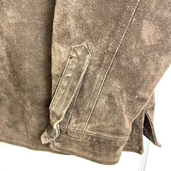 Munsingwear Leather Jacket Mens Suede Brown Button Up Sport Coat Genuine Size L - Picture 5 of 12
